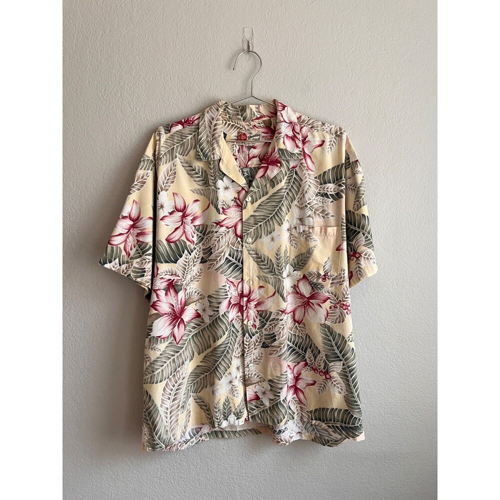Vintage Hilo Hattie Hibiscus Aloha Hawaiian Button Down Shirt Size XL *READ*